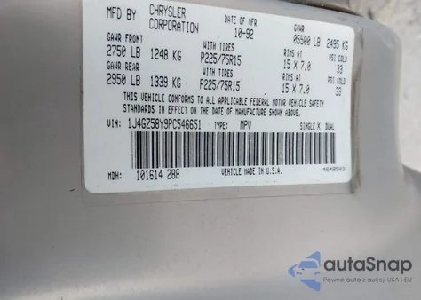 1993 Jeep Grand Cherokee Laredo z USA, uszkodzony, nr VIN 1J4GZ58Y9PC546651